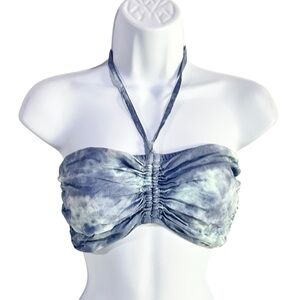 Roxy Bijou Blue Tie-Dye Ruched Island Hops Tube Top Size XS - NWOT